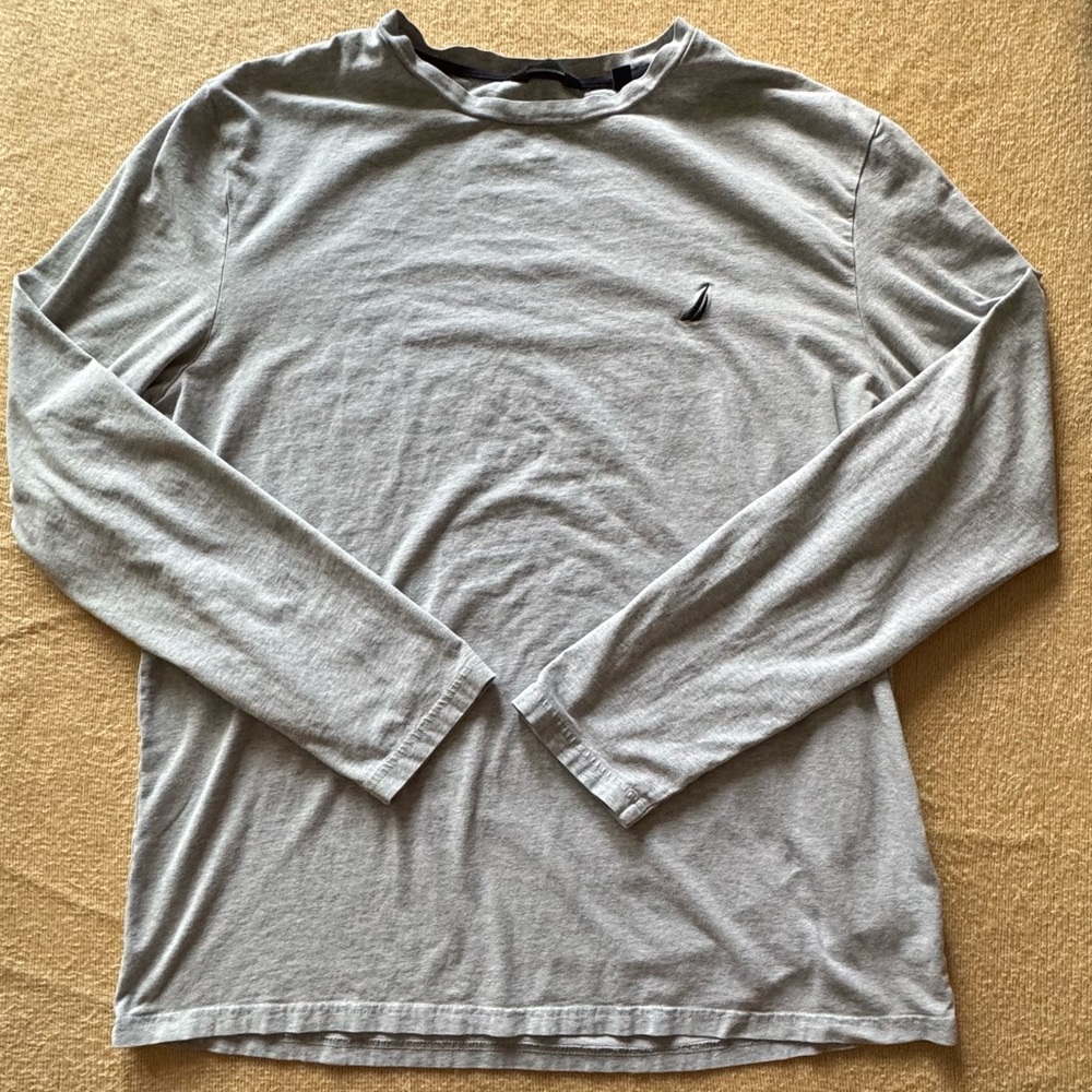Nautica Men's Heather Gray Long Sleeve Tee